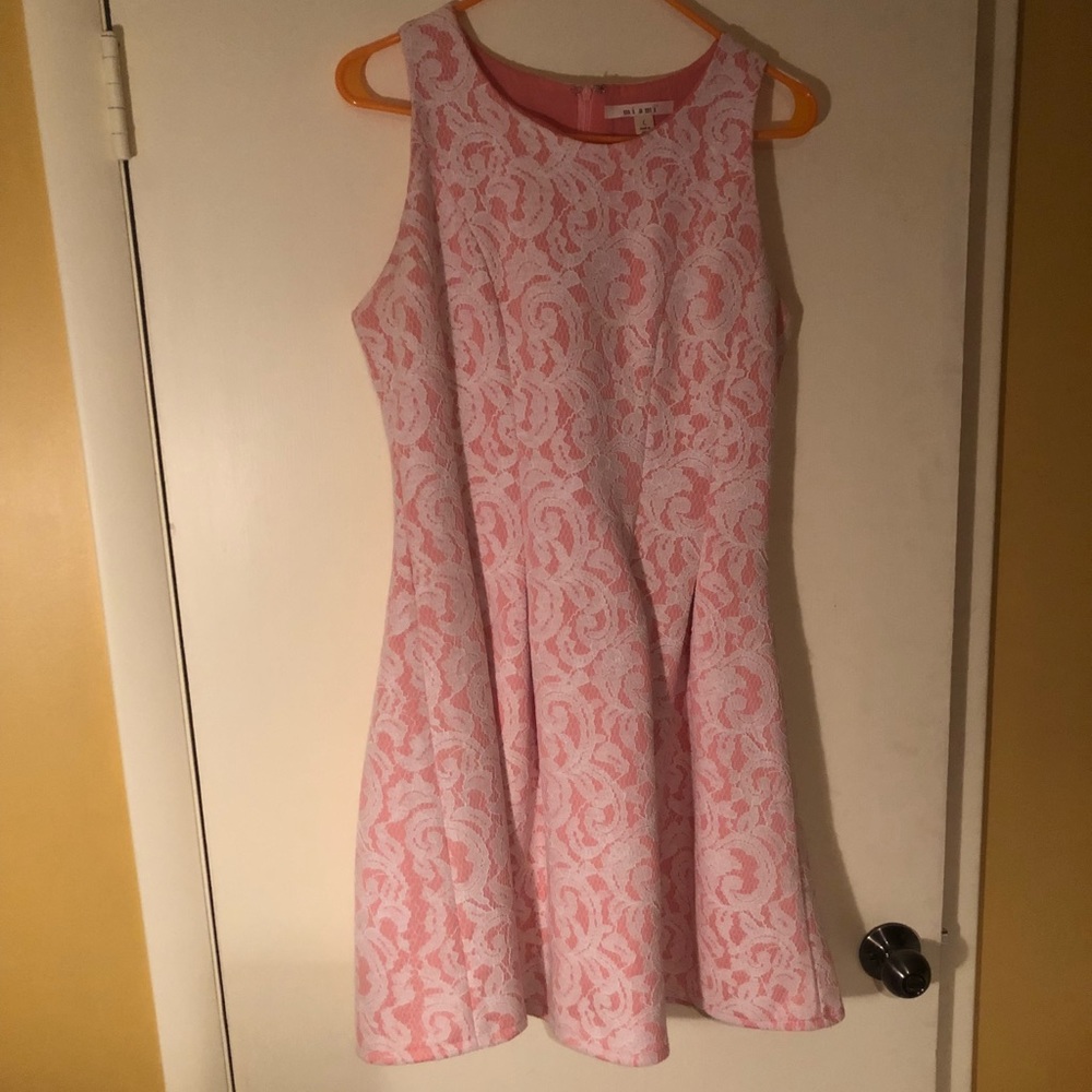 Coral and White Lace Dress